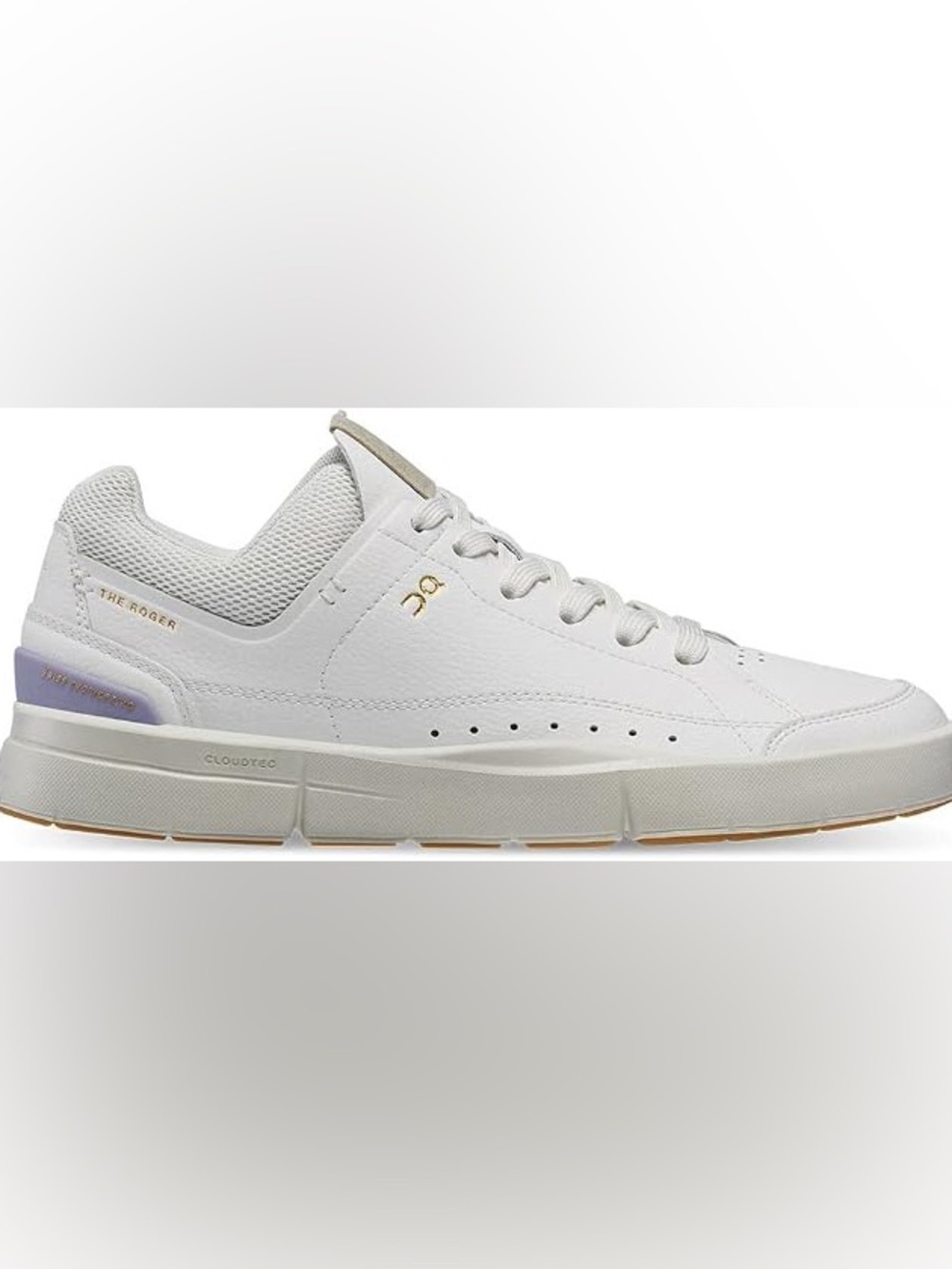 NWOT On Running Women’s White Leather Platform Sneaker with Gold Accent